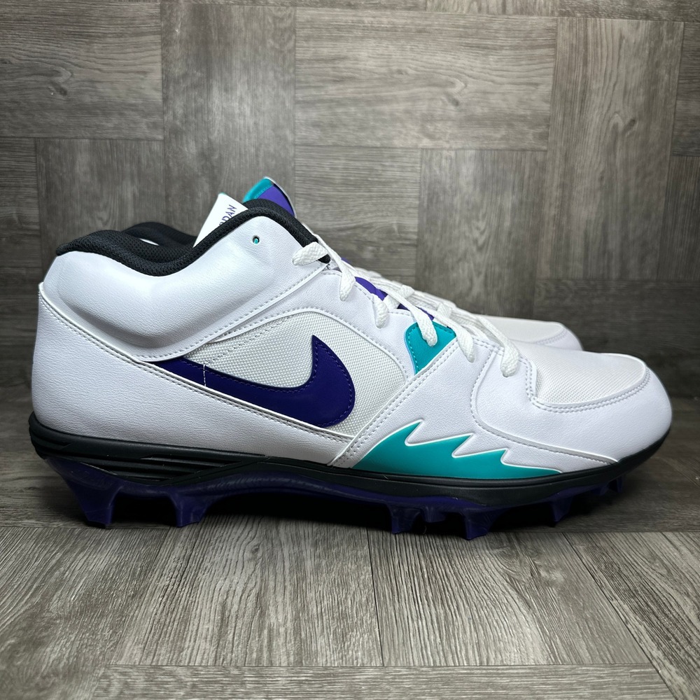 Nike Air Jordan Flight MVP Cleats Mens 17 White Purple Teal‎ NEW HQ0210-105